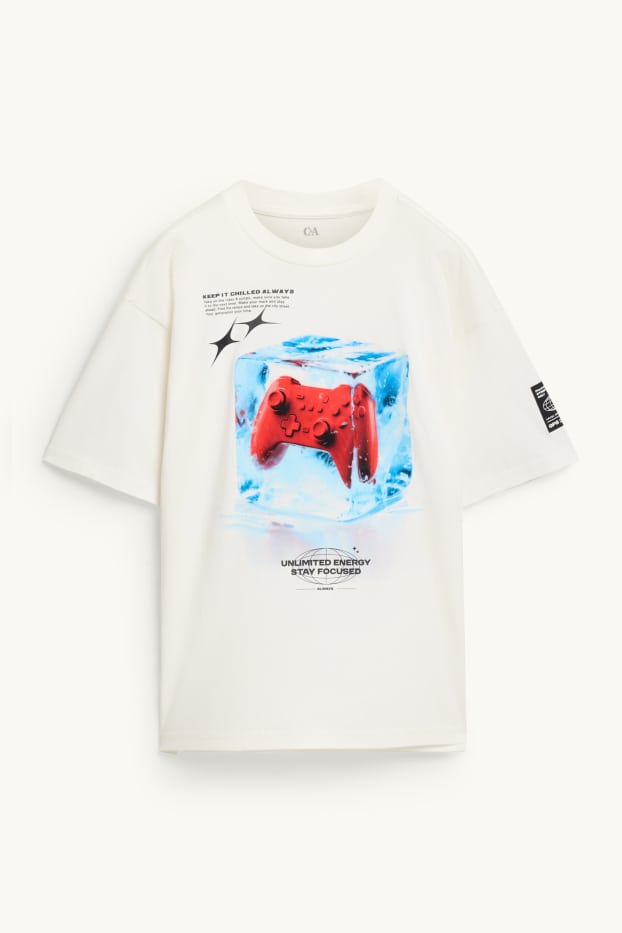 Kinder Jungen - Gaming-Controller - Kurzarmshirt - weiss