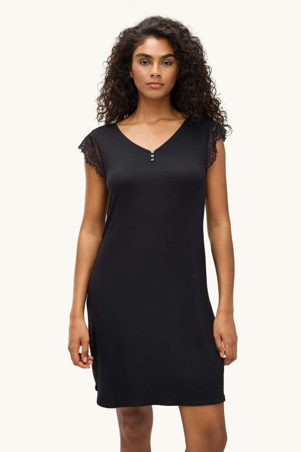 Dona - Camisa de dormir de viscosa - negre