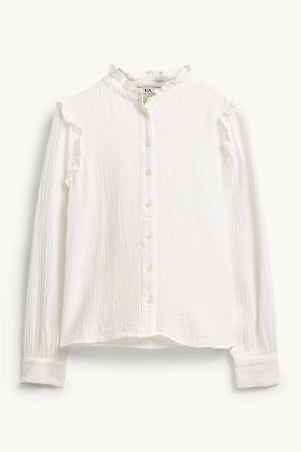 Dames - Blouse van mousseline - wit