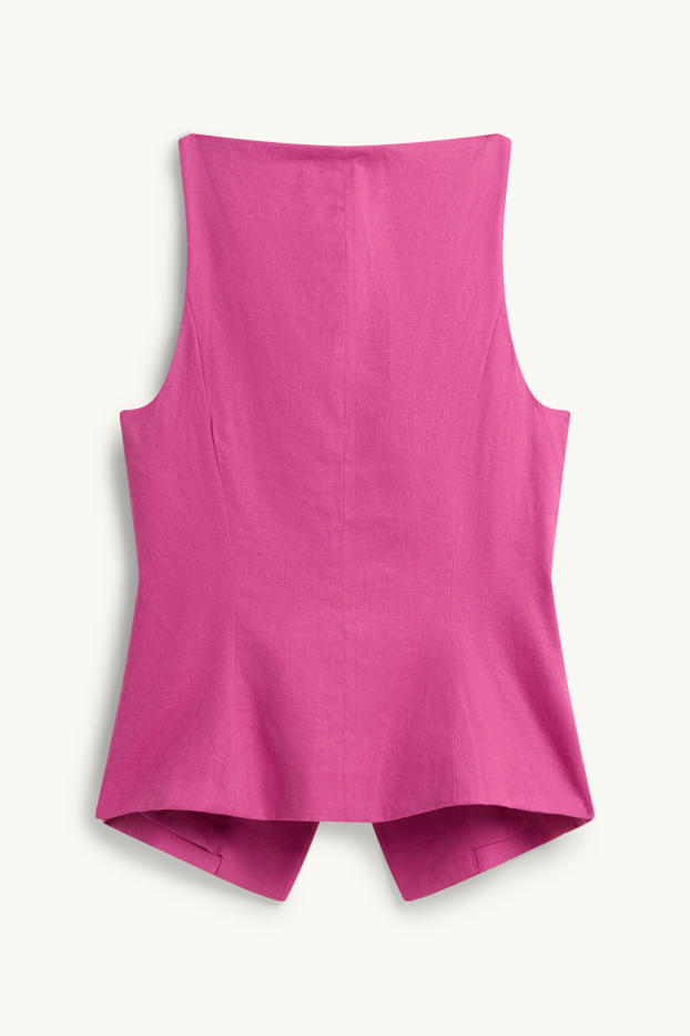 Dames - Business-gilet - getailleerd - linnenmix - fuchsiarood