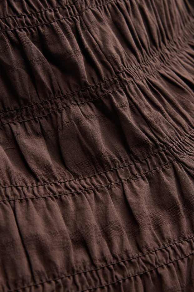 Damen - Shorts - Mid Waist - gesmokt - braun