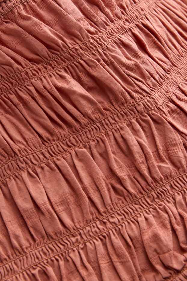 Damen - Shorts - Mid Waist - gesmokt - orange