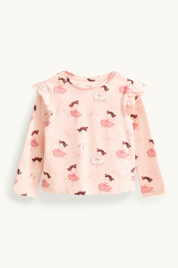 Nena - Paquet de 3 - ballarina - samarreta de màniga llarga - efecte brillant - rosa/beix