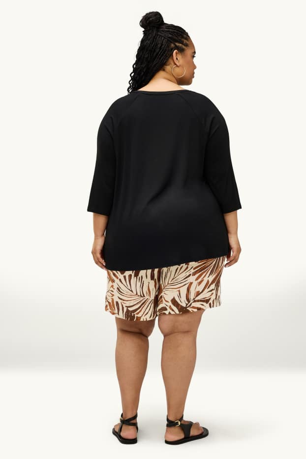 Femmes - Short en mousseline - à motif - marron