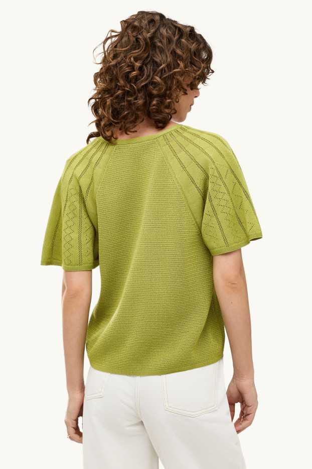 Dames - Gebreide trui - korte mouw - groen