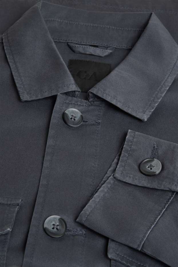 Hommes - Veste-chemise - relaxed fit - col kent - gris anthracite