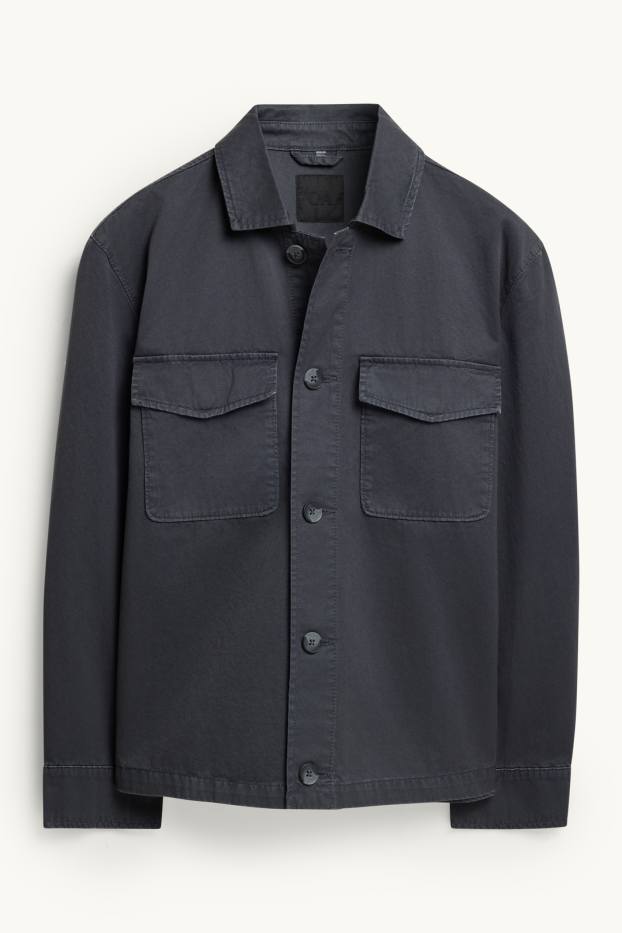 Hommes - Veste-chemise - relaxed fit - col kent - gris anthracite