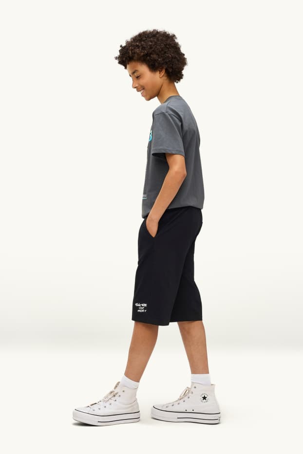 Nen - Paquet de 2 - pantalons curts de xandall - negre/gris