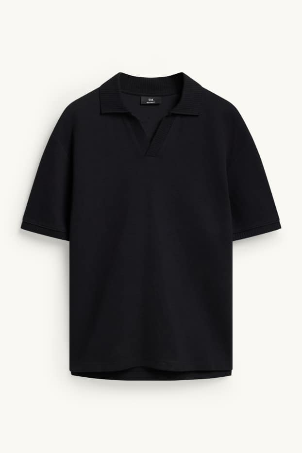Hommes - Polo - relaxed fit - finition texturée - noir