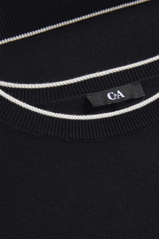 Damen - Strickpullover - kurzarm - schwarz
