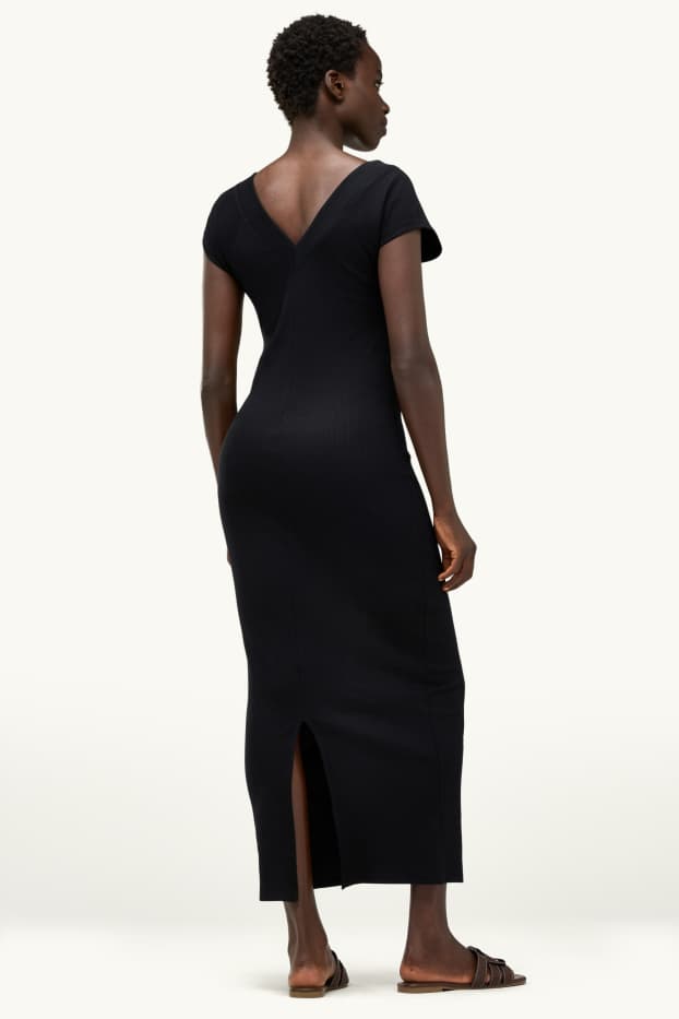 Damen - Bodycon-Kleid - gerippt - schwarz