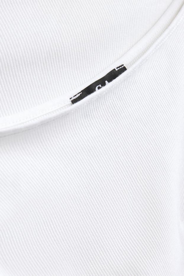Dames - Longsleeve - slim fit - ribstof - wit