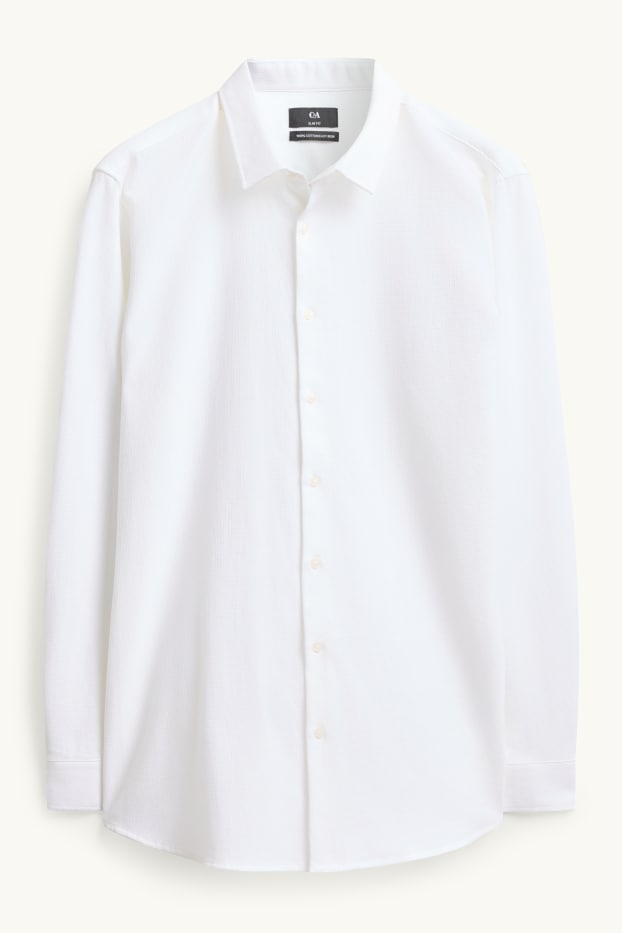 Herren - Businesshemd - Slim Fit - Kent - bügelleicht - strukturiert - weiss