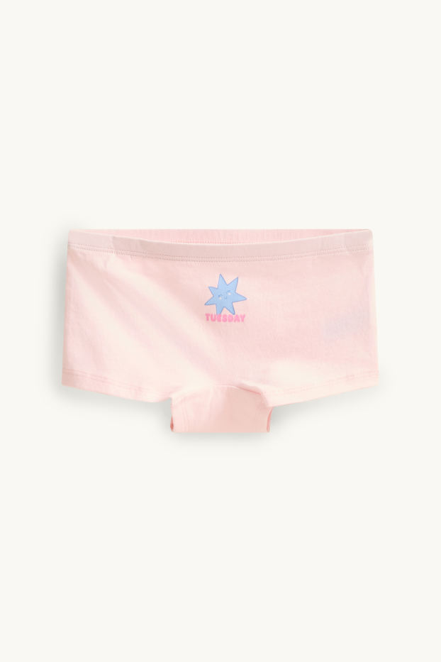 Kinderen: meisjes - Set van 7 - weekdagen - boxershorts - blauw / fuchsiarood