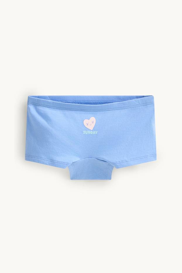 Kinderen: meisjes - Set van 7 - weekdagen - boxershorts - blauw / fuchsiarood
