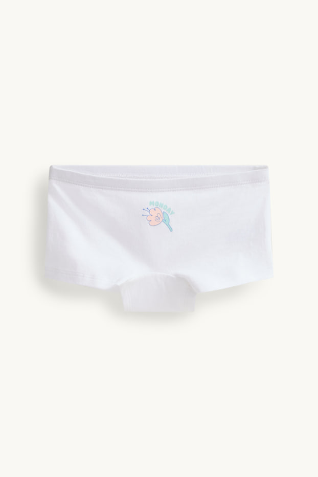 Kinderen: meisjes - Set van 7 - weekdagen - boxershorts - blauw / fuchsiarood