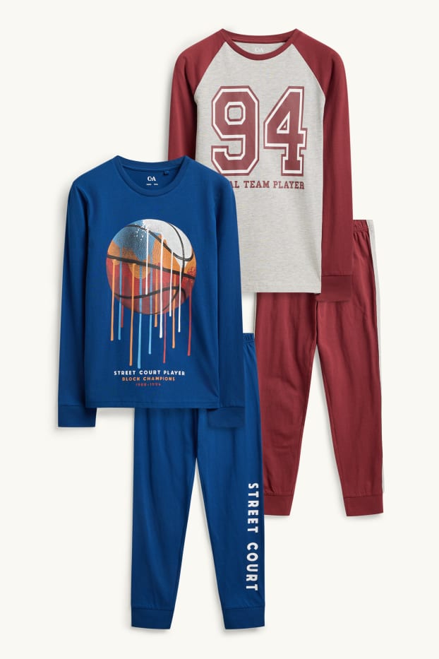 Kinder Buben - Multipack 2er - Basketball - Pyjama - 4 teilig - blau