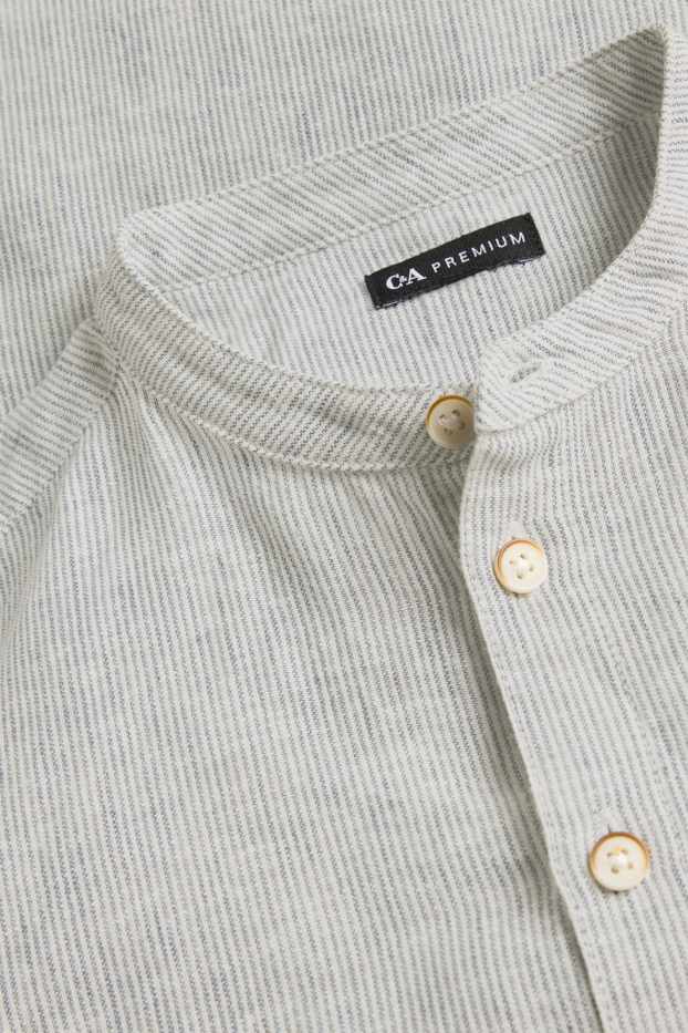 Bambini - Camicia - misto lino - a righe - grigio chiaro
