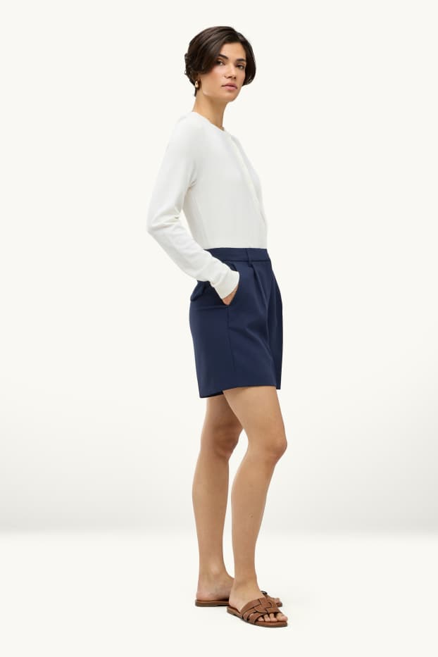Damen - Bermudas - High Waist - dunkelblau