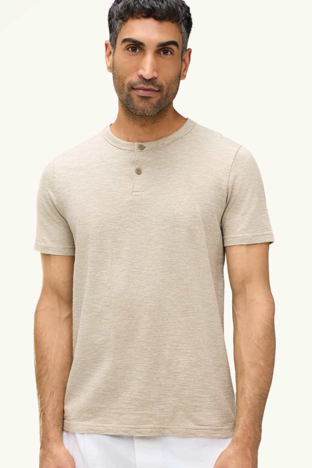Hommes - T-shirt - regular fit - à rayures - marron clair