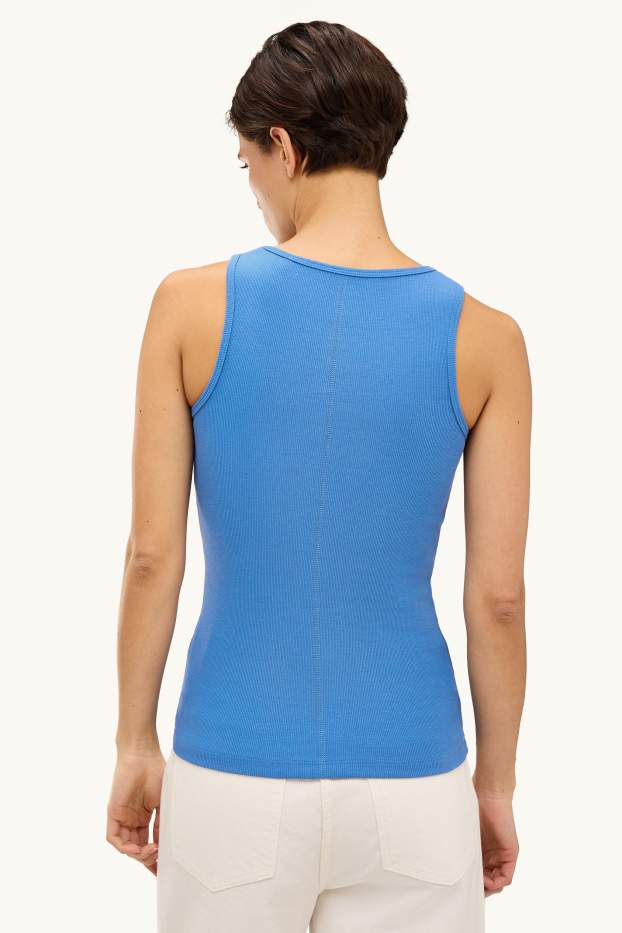 Damen - Top - gerippt - blau
