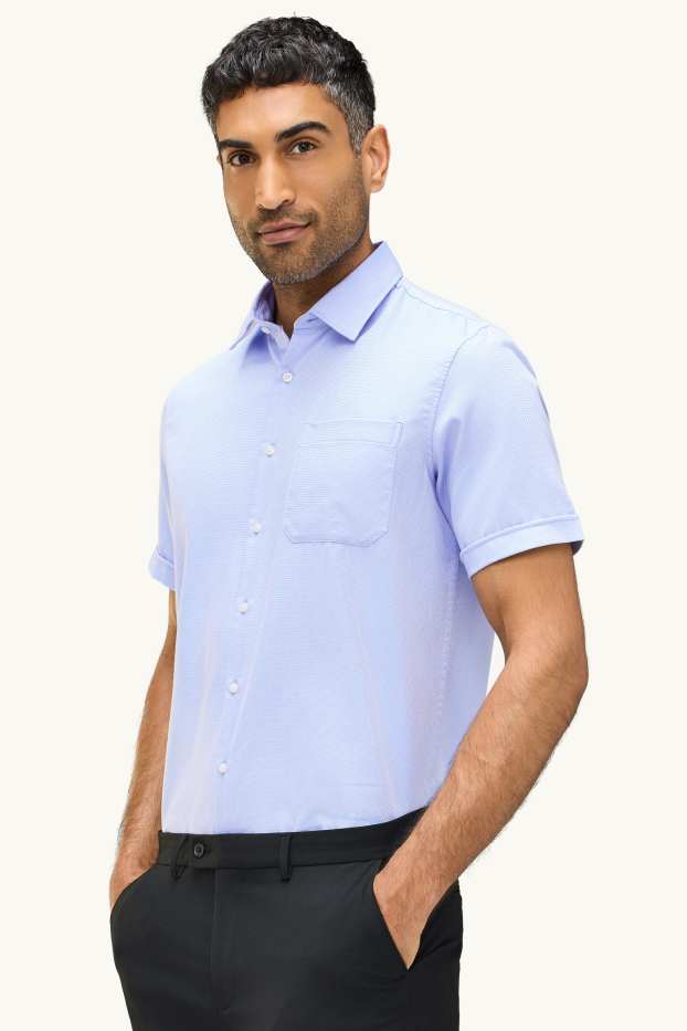 Hombre - Camisa de oficina - regular fit - Kent - con textura - azul claro