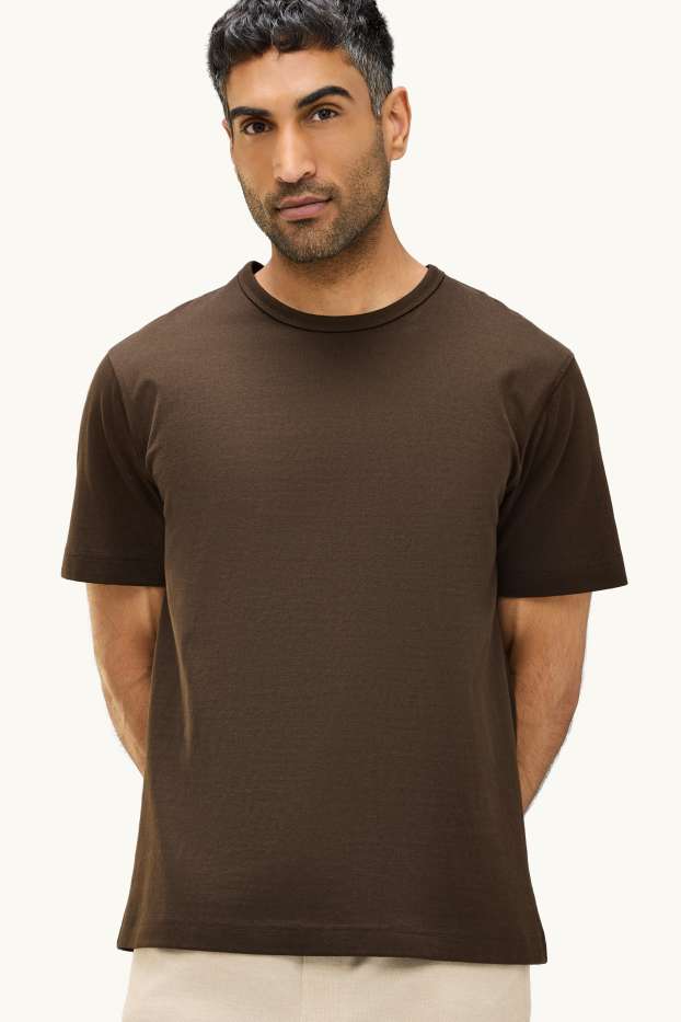 Hommes - T-shirt - relaxed fit - marron