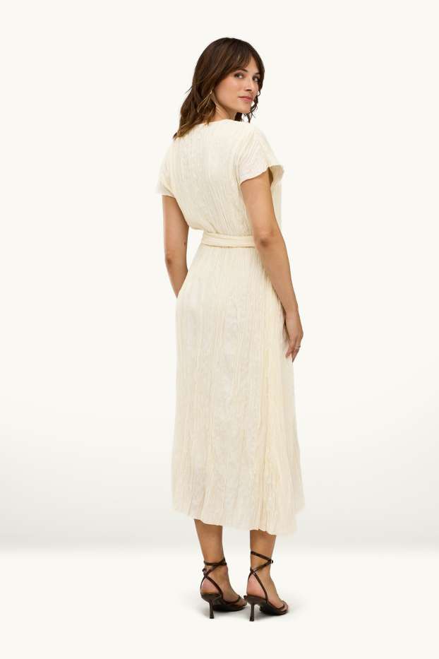 Femmes - Robe à col V - crème