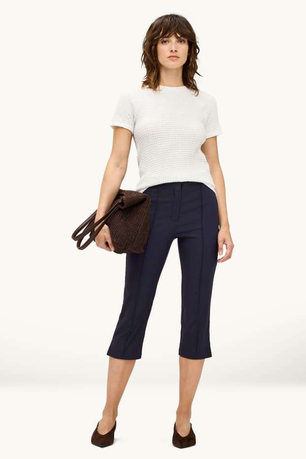 Dames - Capri broek - high waist - slim fit - donkerblauw