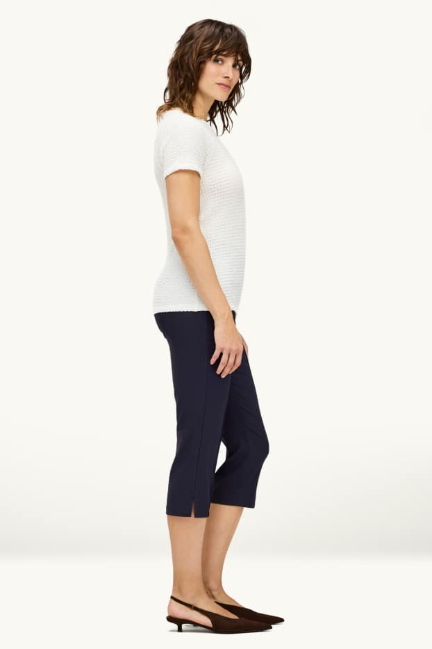 Dames - Capri broek - high waist - slim fit - donkerblauw