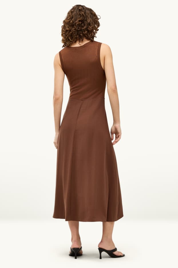 Donna - Vestito fit & flare - misto viscosa - marrone