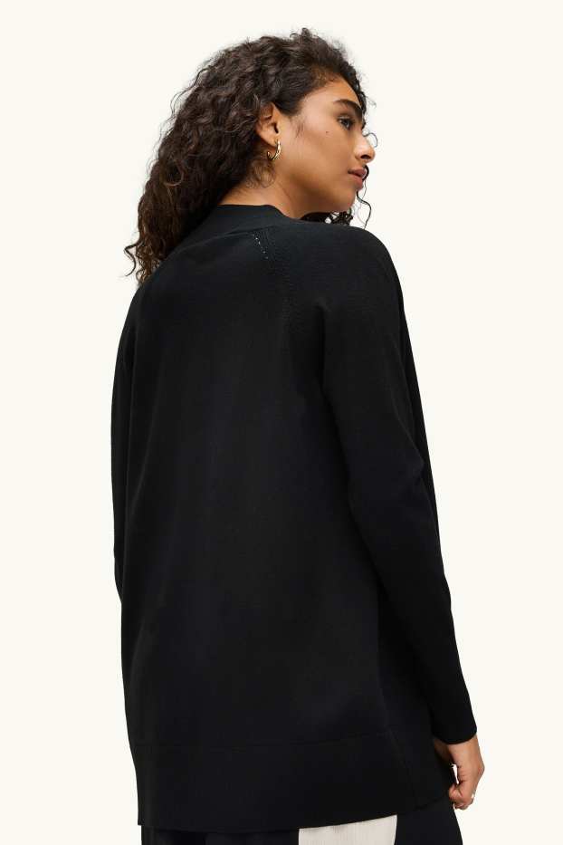 Damen - Lange Strickjacke - schwarz
