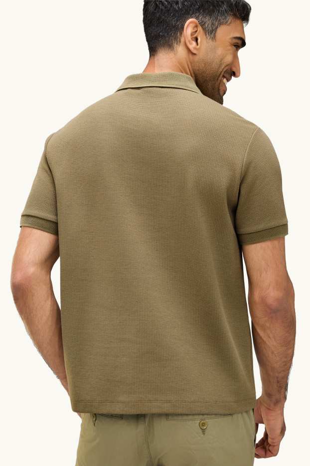 Heren - Poloshirt - regular fit - met structuur - kaki