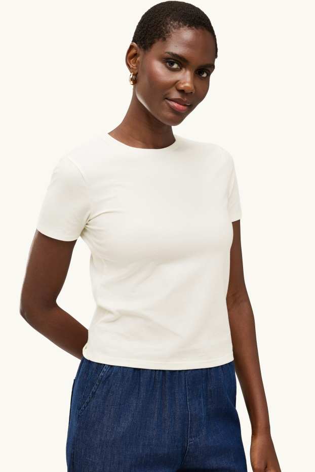 Dames - T-shirt - slim fit - wit