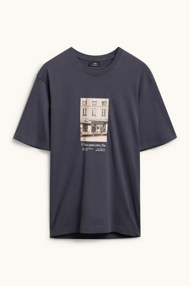 Hommes - T-shirt - relaxed fit - gris foncé