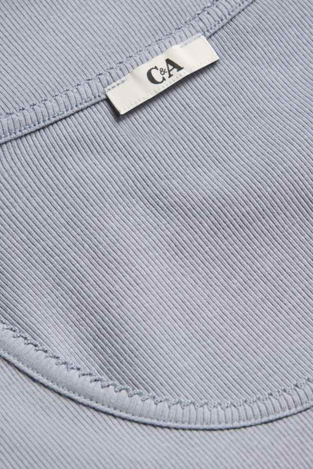 Damen - T-Shirt - Slim Fit - gerippt - grau