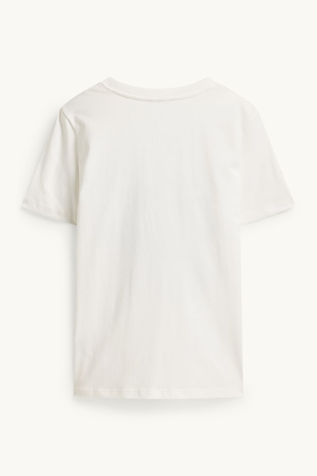 Dames - T-shirt met strass-steentjes - regular fit - wit
