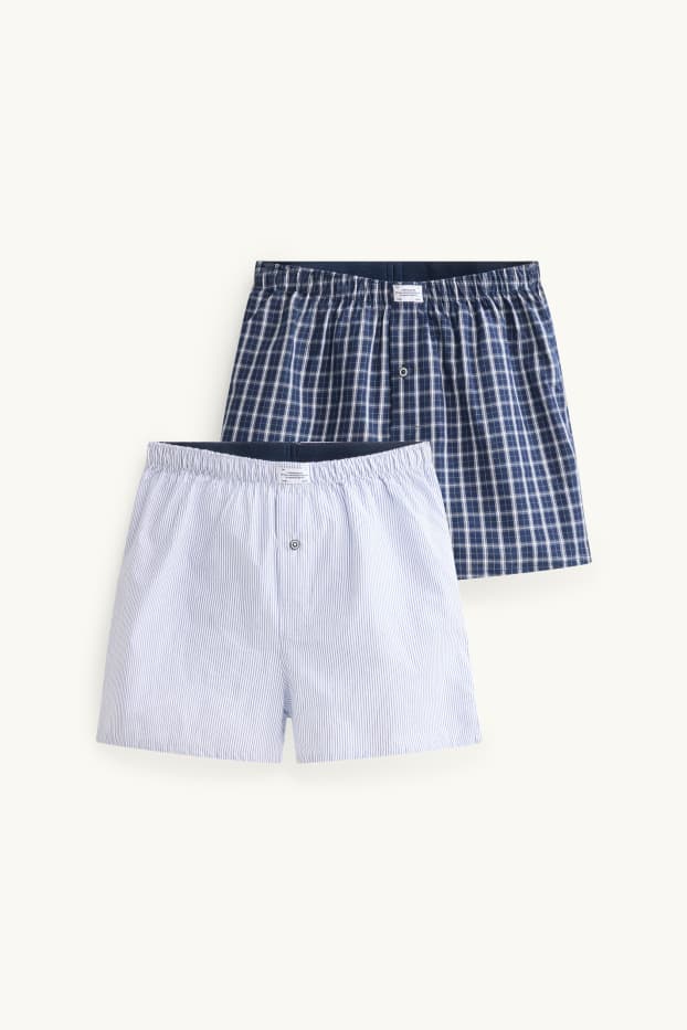 Men - Multipack of 2 - boxer shorts - woven - blue / white