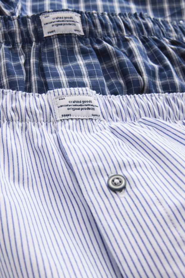 Men - Multipack of 2 - boxer shorts - woven - blue / white