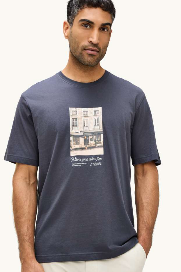 Hommes - T-shirt - relaxed fit - gris foncé