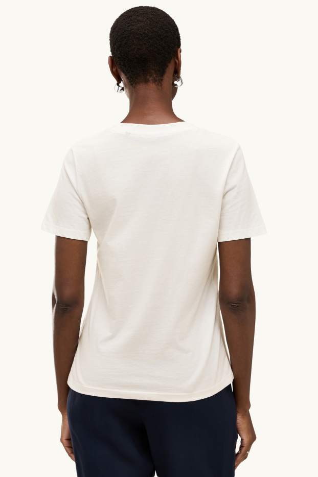 Dona - Samarreta de mànigues curtes - regular fit - de flors - efecte brillant - blanc