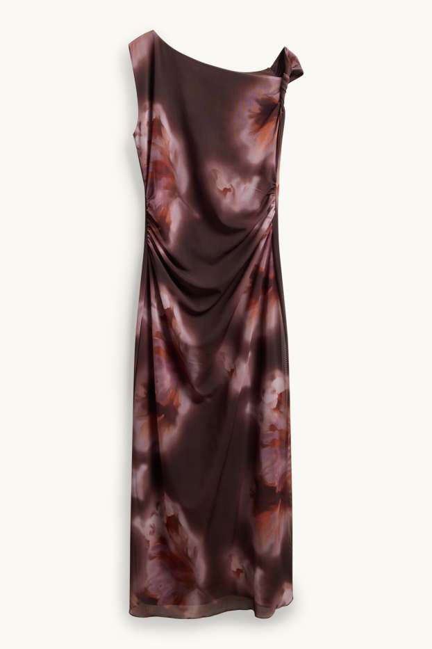 Dames - Bodycon-jurk - gebloemd - bruin