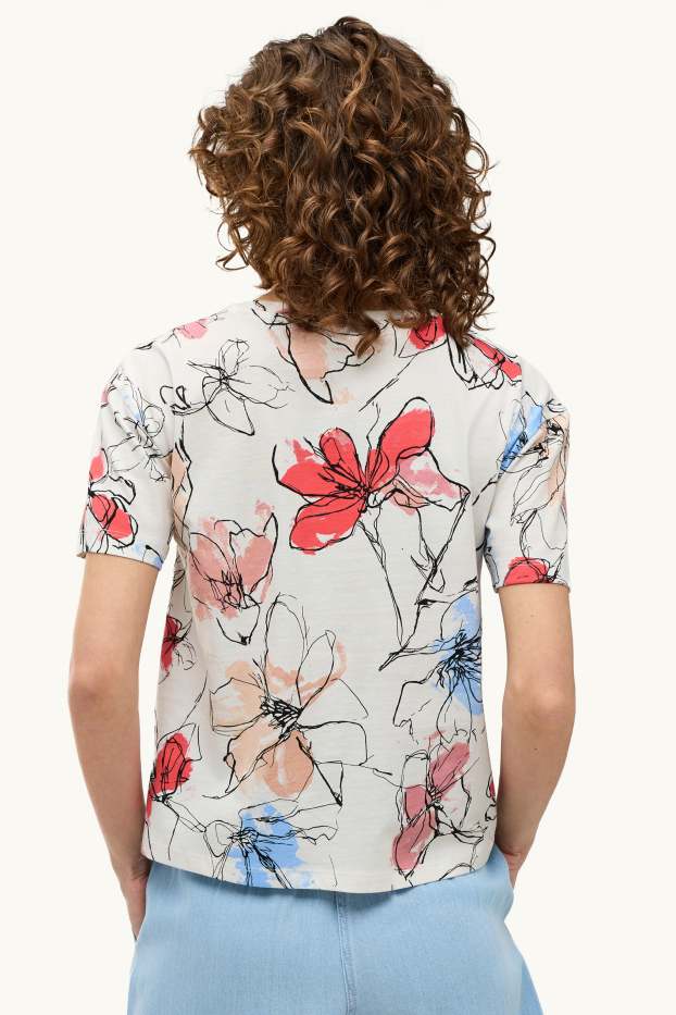 Women - T-shirt - regular fit - floral - white