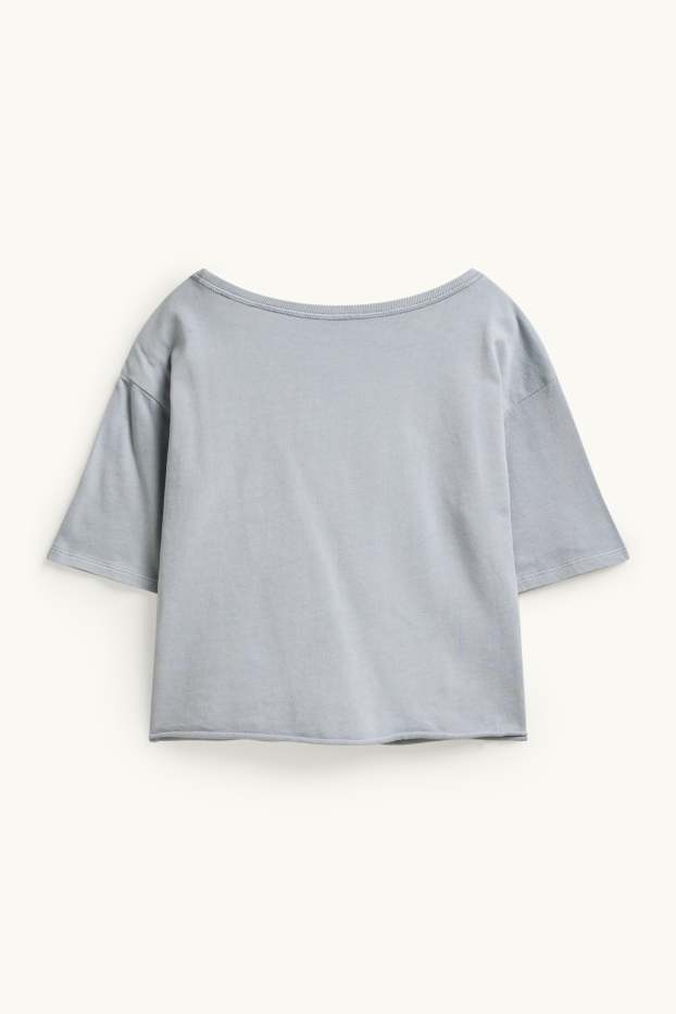Dámské - Krátké tričko - oversized - světle šedá
