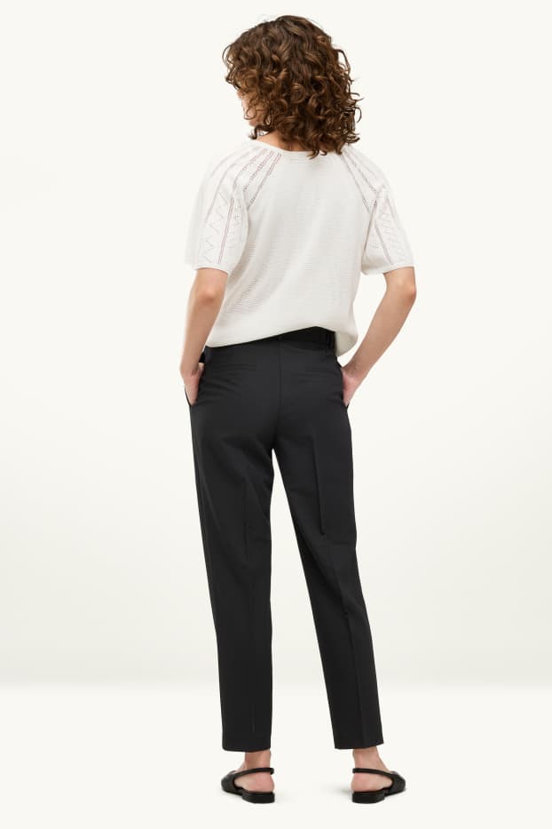 Damen - Business-Hose - Mid Waist - Cigarette Fit - schwarz