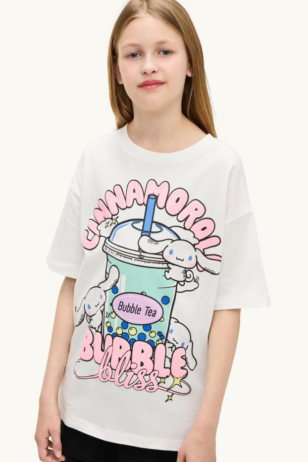 Kinder Mädchen - Cinnamoroll - Kurzarmshirt - Glanz-Effekt - weiss
