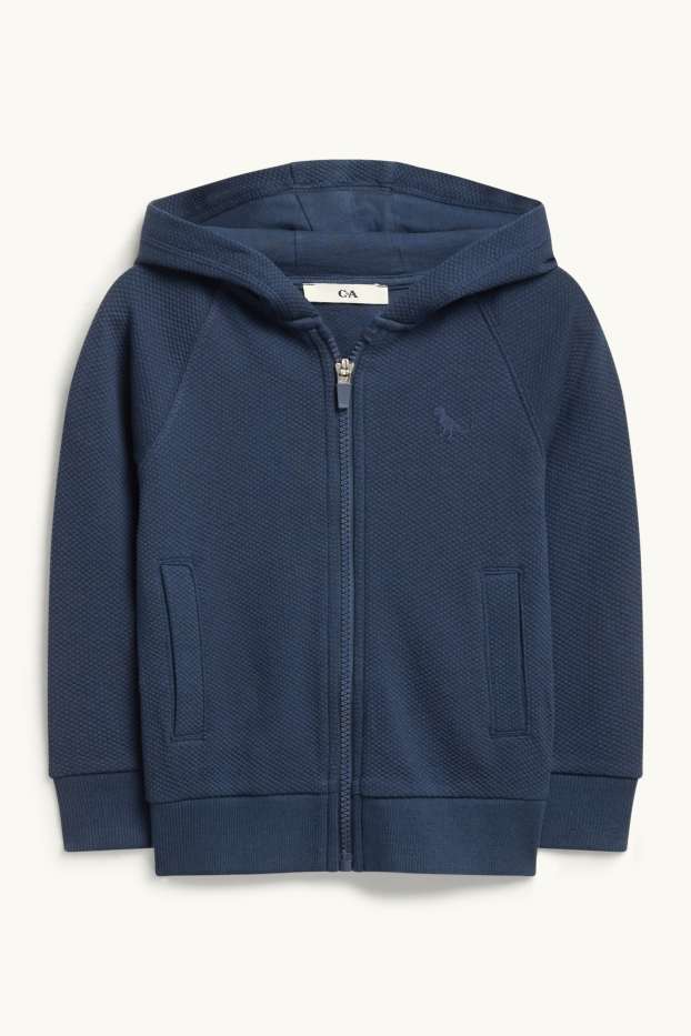 Kinderen: jongens - Dinosaurus - sweatvest met capuchon - met structuur - donkerblauw