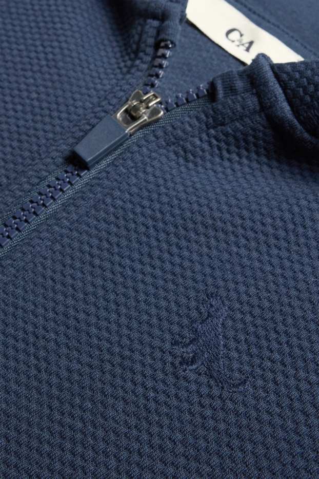 Kinderen: jongens - Dinosaurus - sweatvest met capuchon - met structuur - donkerblauw