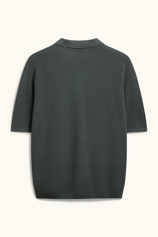 Home - Polo - relaxed fit - texturat - gris fosc