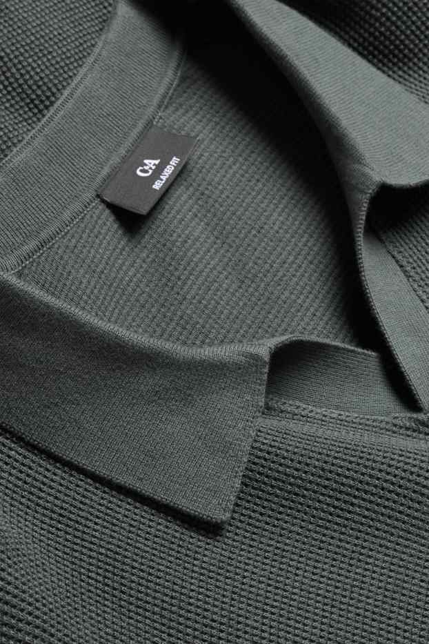 Home - Polo - relaxed fit - texturat - gris fosc